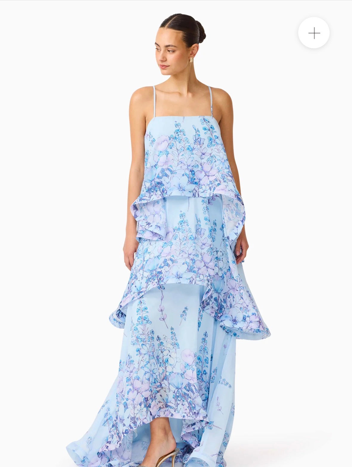Elliatt– Armani Tiered Maxi Dress- Baby Blue Floral- Size L