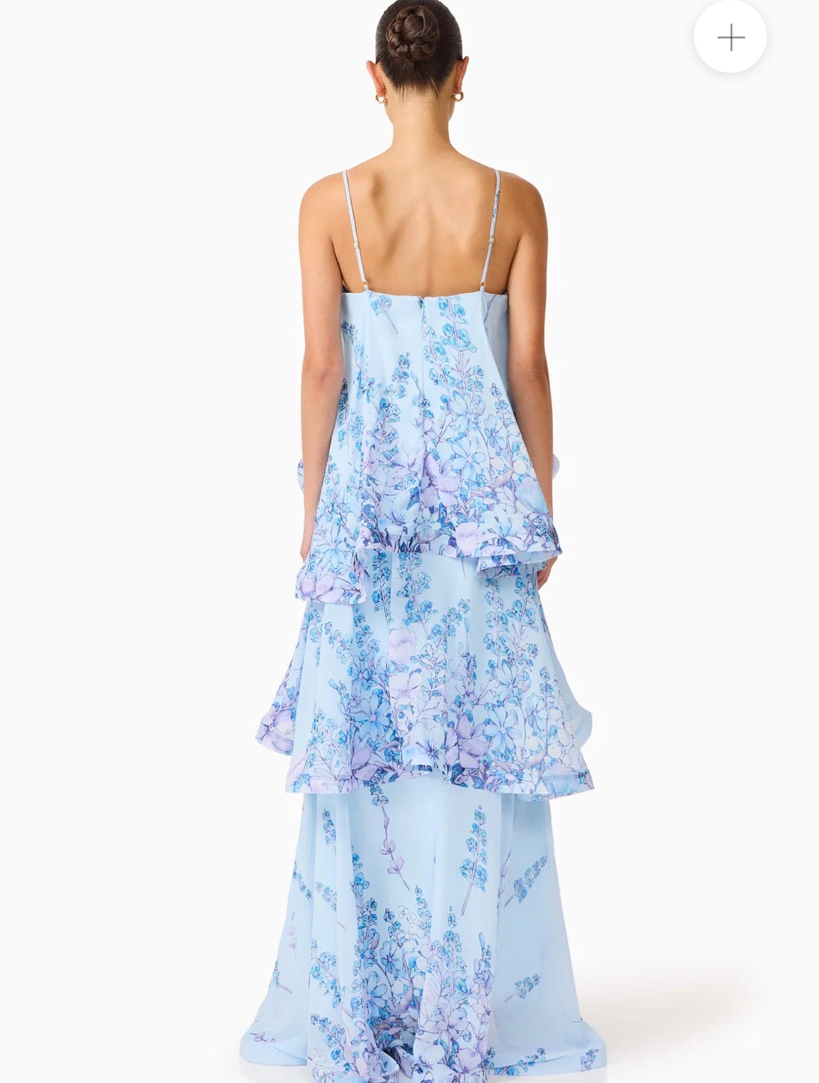 Elliatt– Armani Tiered Maxi Dress- Baby Blue Floral- Size L