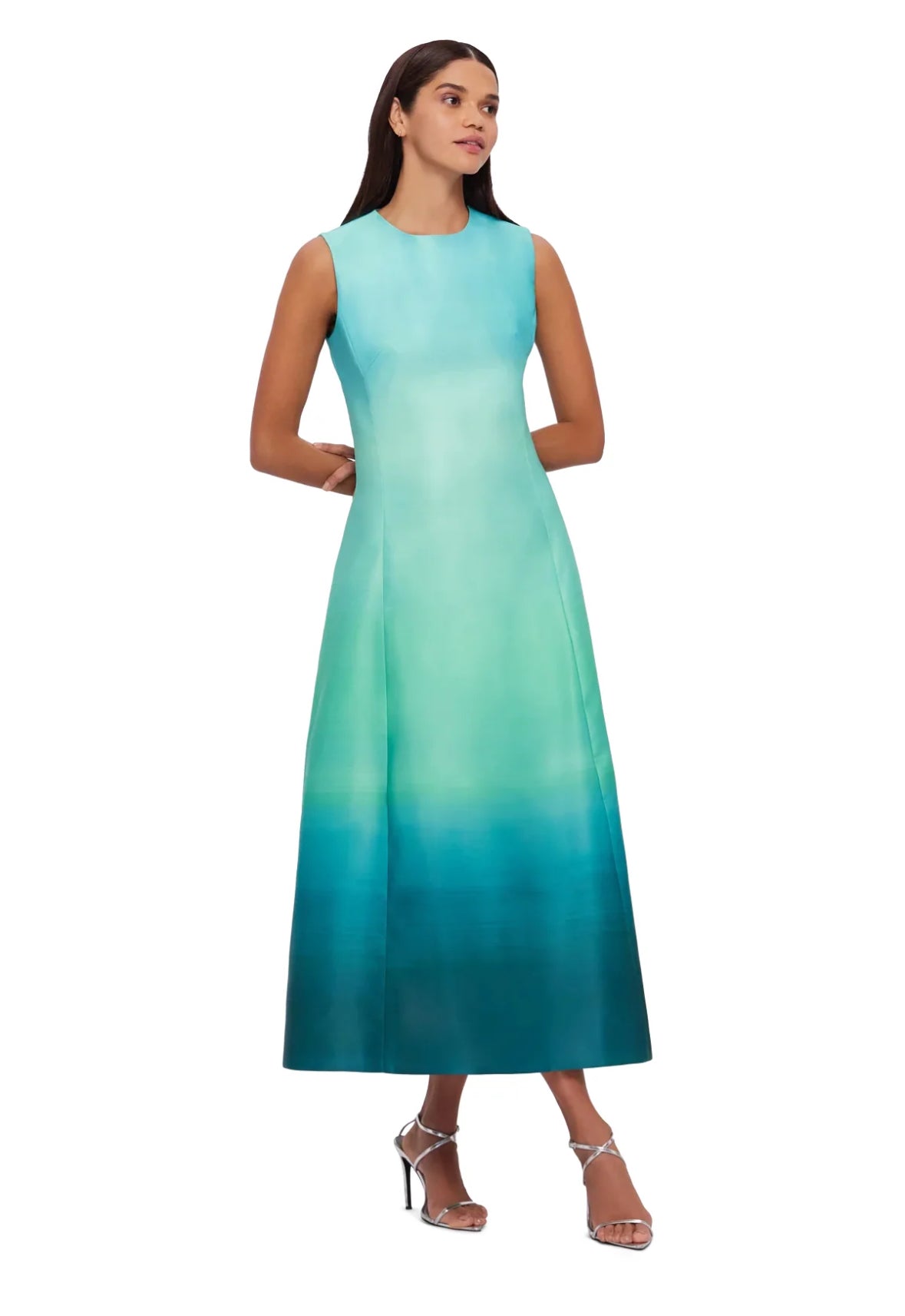 Leo Lin- Cleo Sleeveless Midi Dress- Ombre Aqua- Size 14