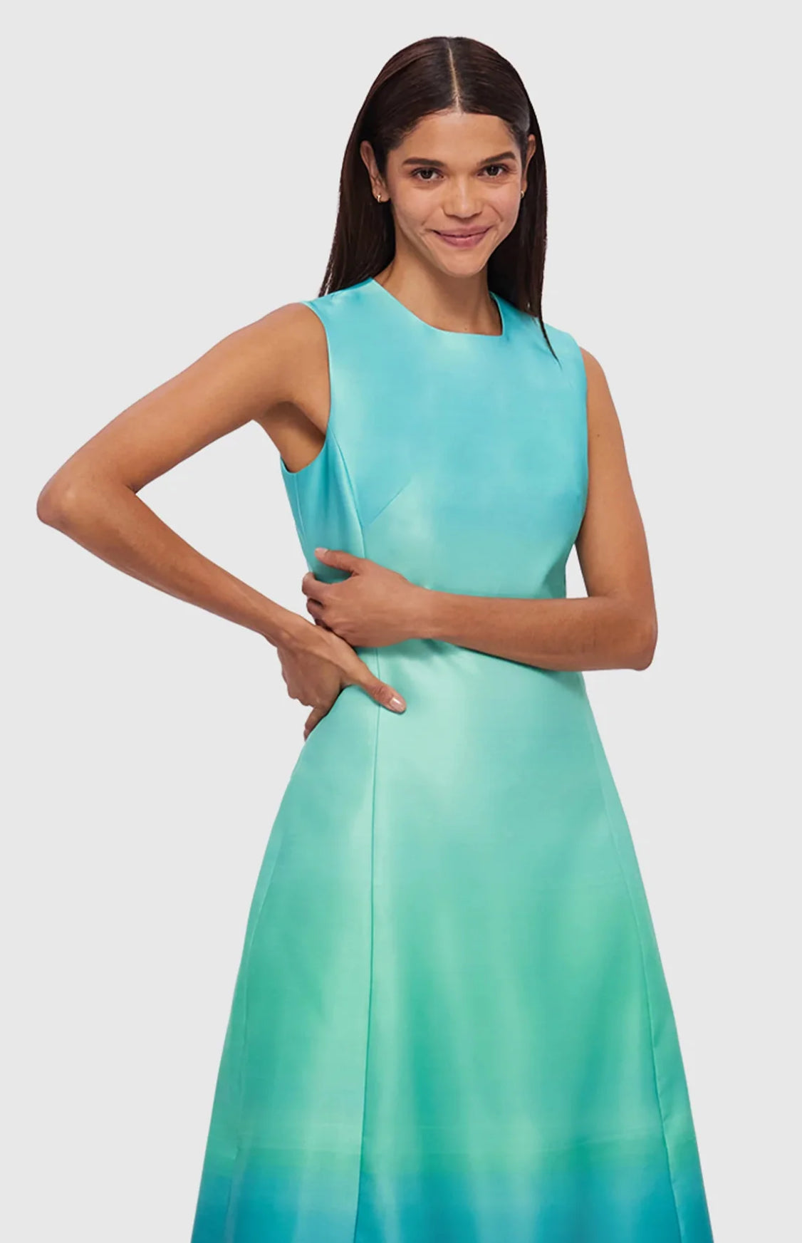 Leo Lin- Cleo Sleeveless Midi Dress- Ombre Aqua- Size 14