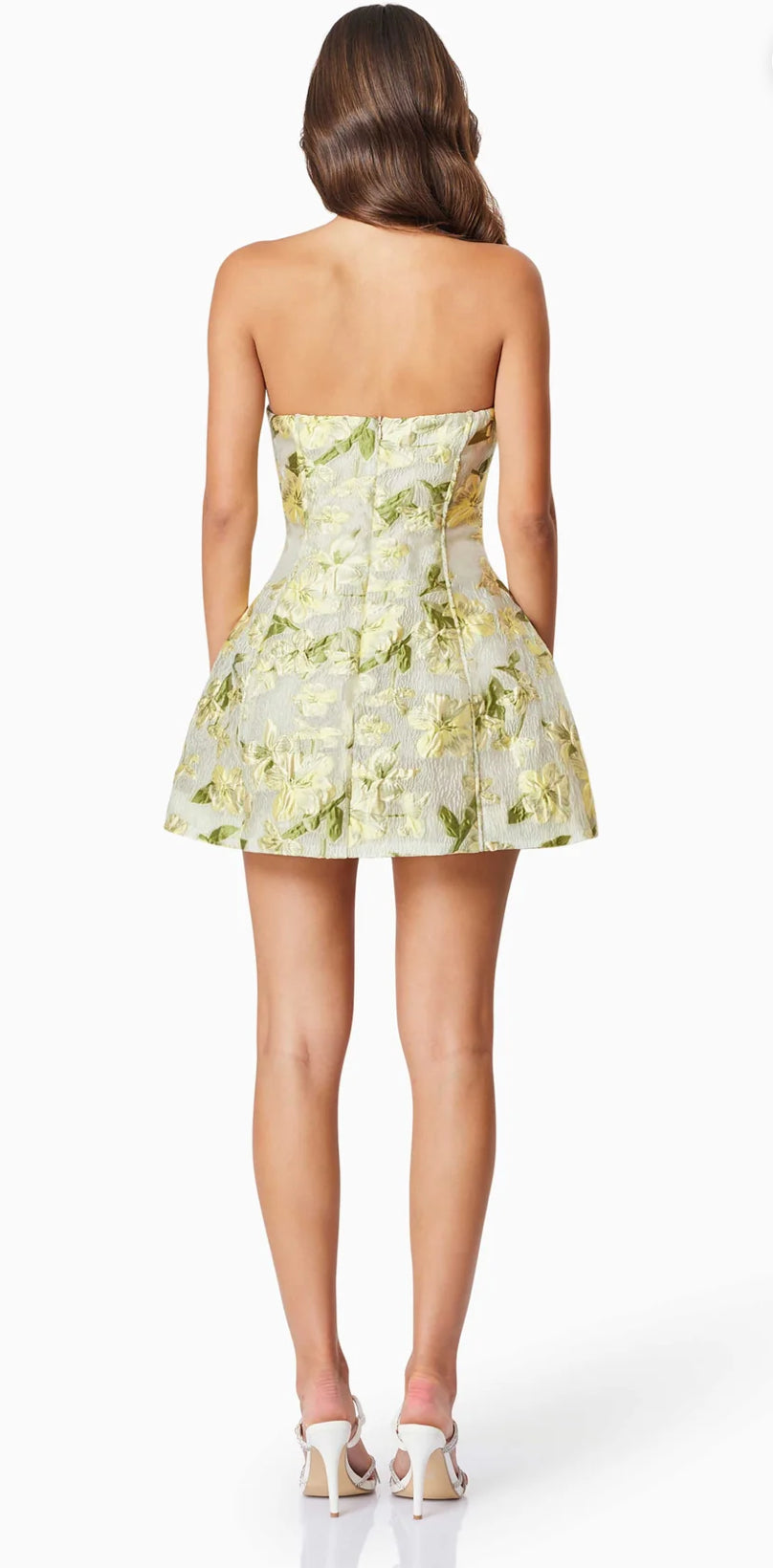 Elliat- Darner Strapless Mini Dress- Green Floral- Size 12