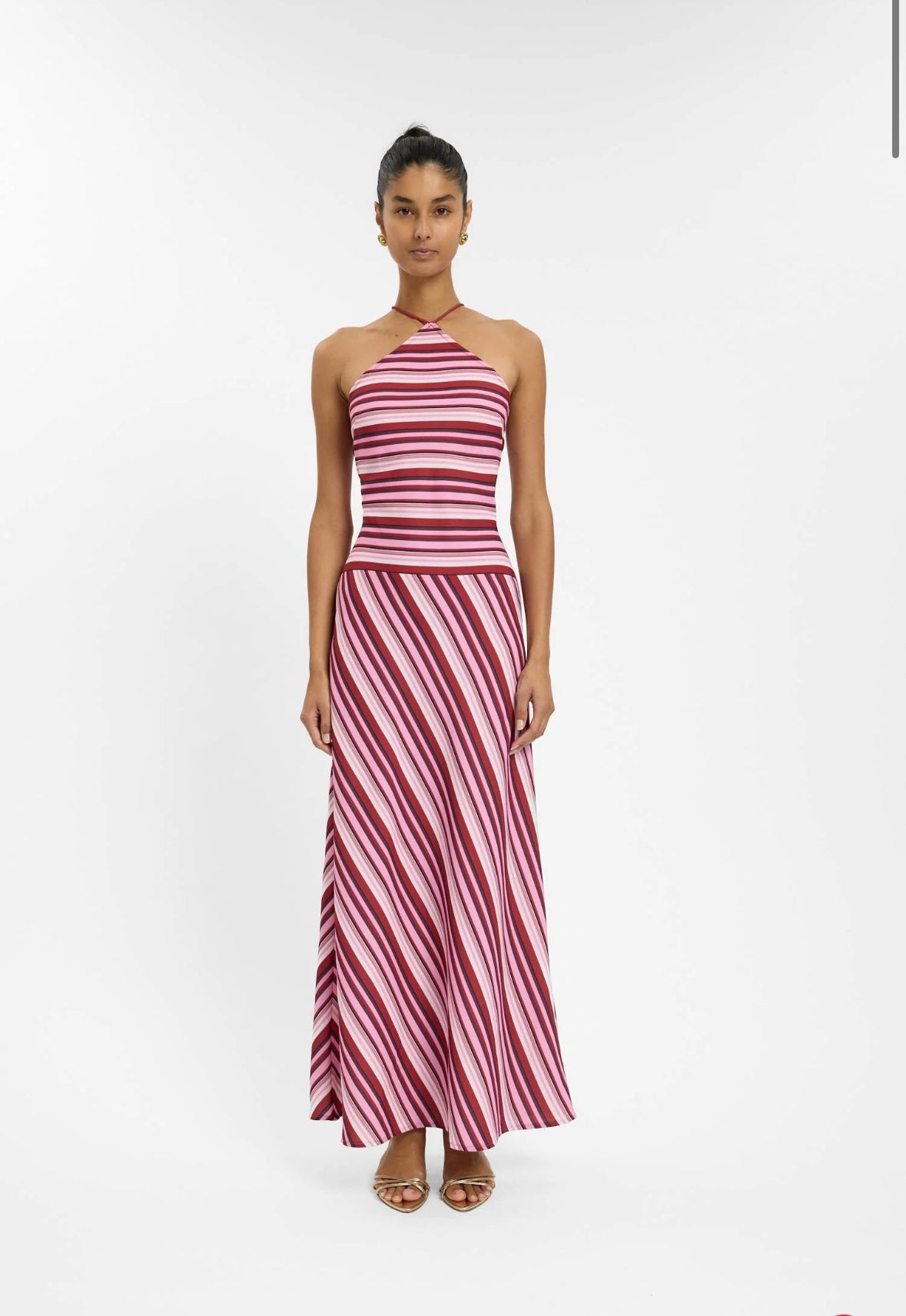 WITH HARPER LU - Halter Maxi Dress - Magenta Stripe- Size 10