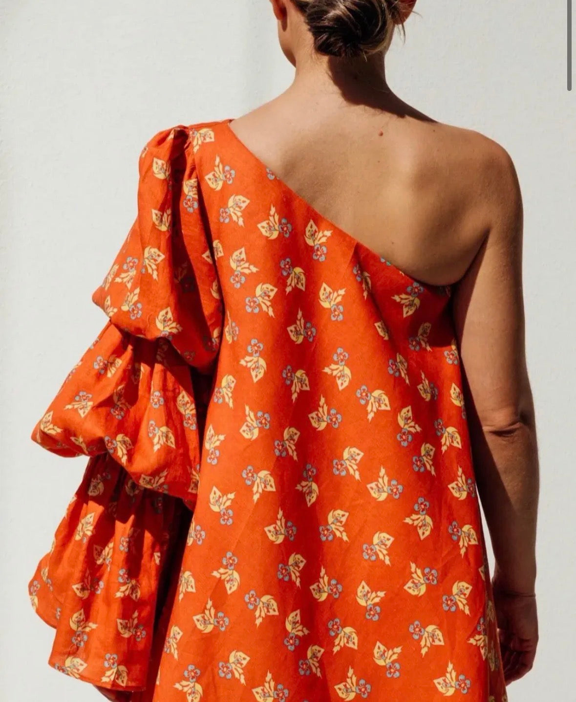 Isabella Longginou – One Shoulder Tiered Frill Dress- Orange- Size 16