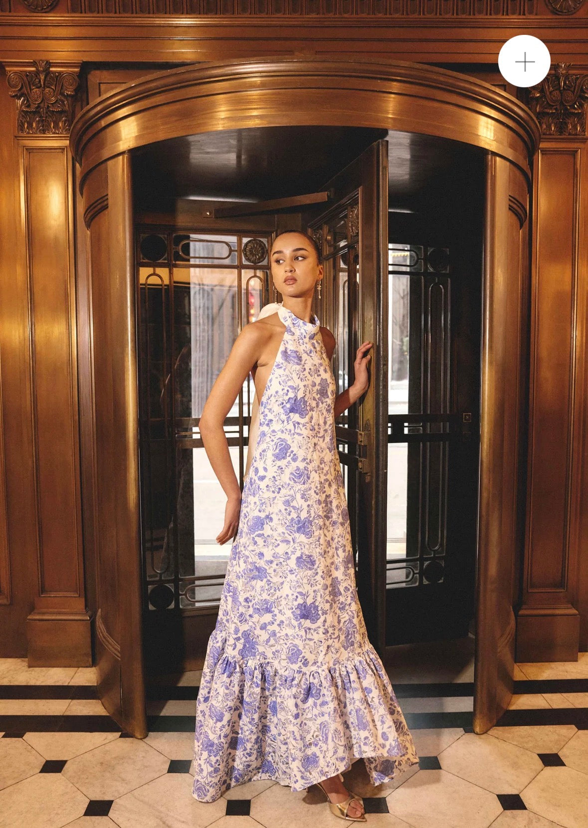 Elliatt – Elin Halter Gown in Blue Floral- Size S