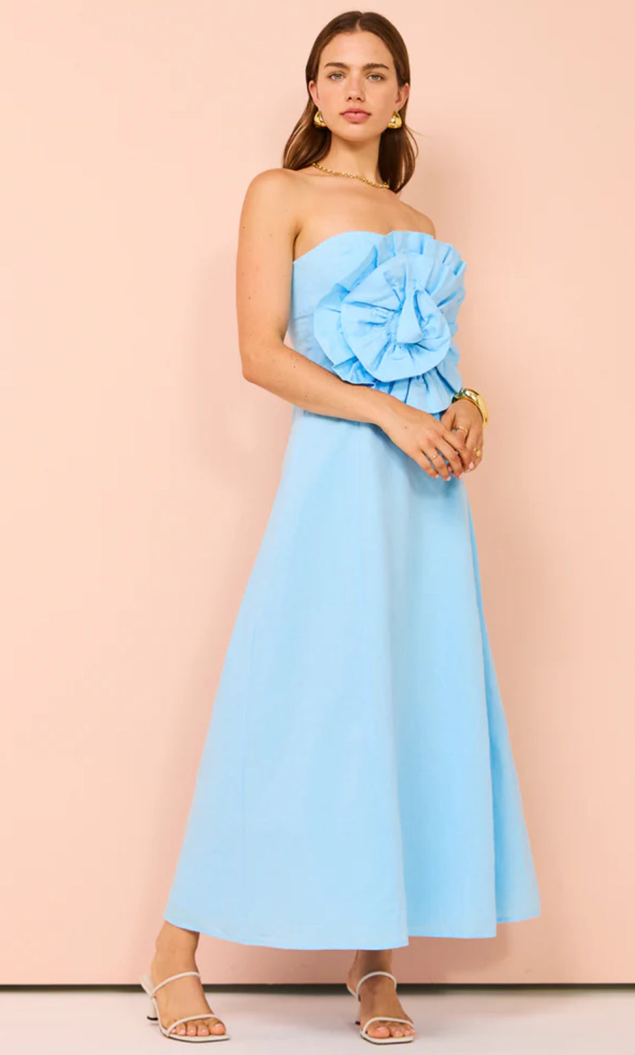 Issy- Bustier Rose Midi Dress- Blue- Size 14