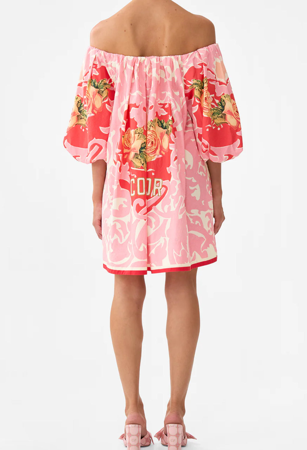 Camilla - Pink Porto Off Shoulder Puff Dress- Size XXS