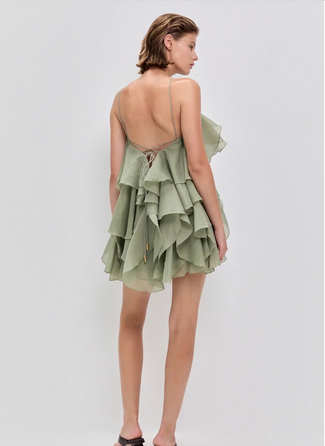 AJE- Pandorea Layered Mini Dress- Moss- Size 10