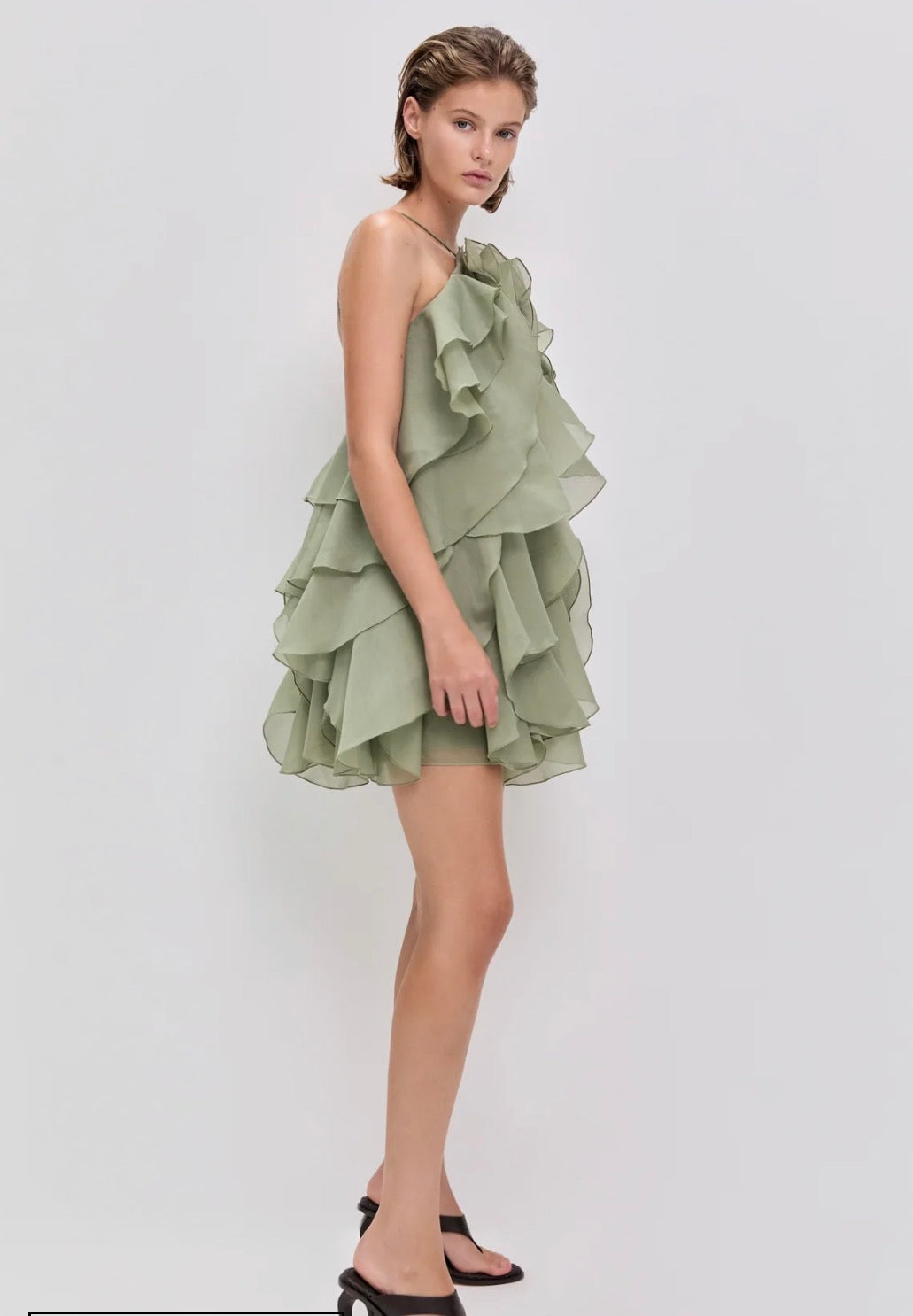 AJE- Pandorea Layered Mini Dress- Moss- Size 10