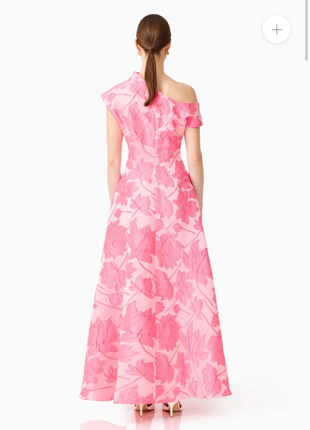 Elliatt – Dionne Asymmetrical Maxi Gown in Pink Floral- Size S