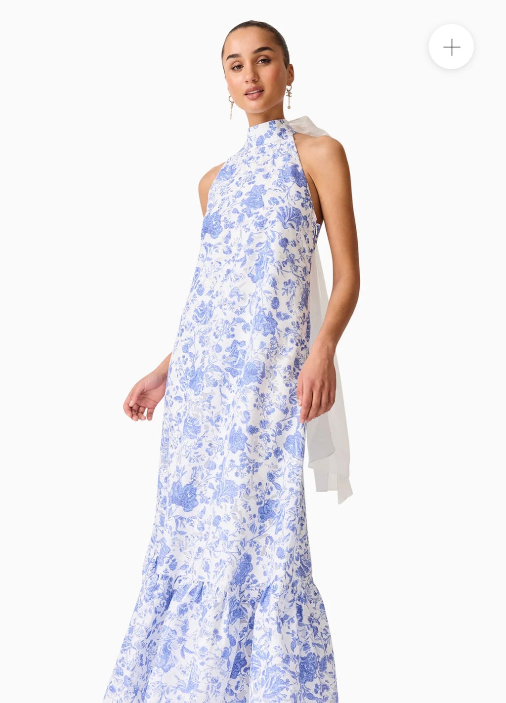 Elliatt – Elin Halter Gown in Blue Floral- Size S