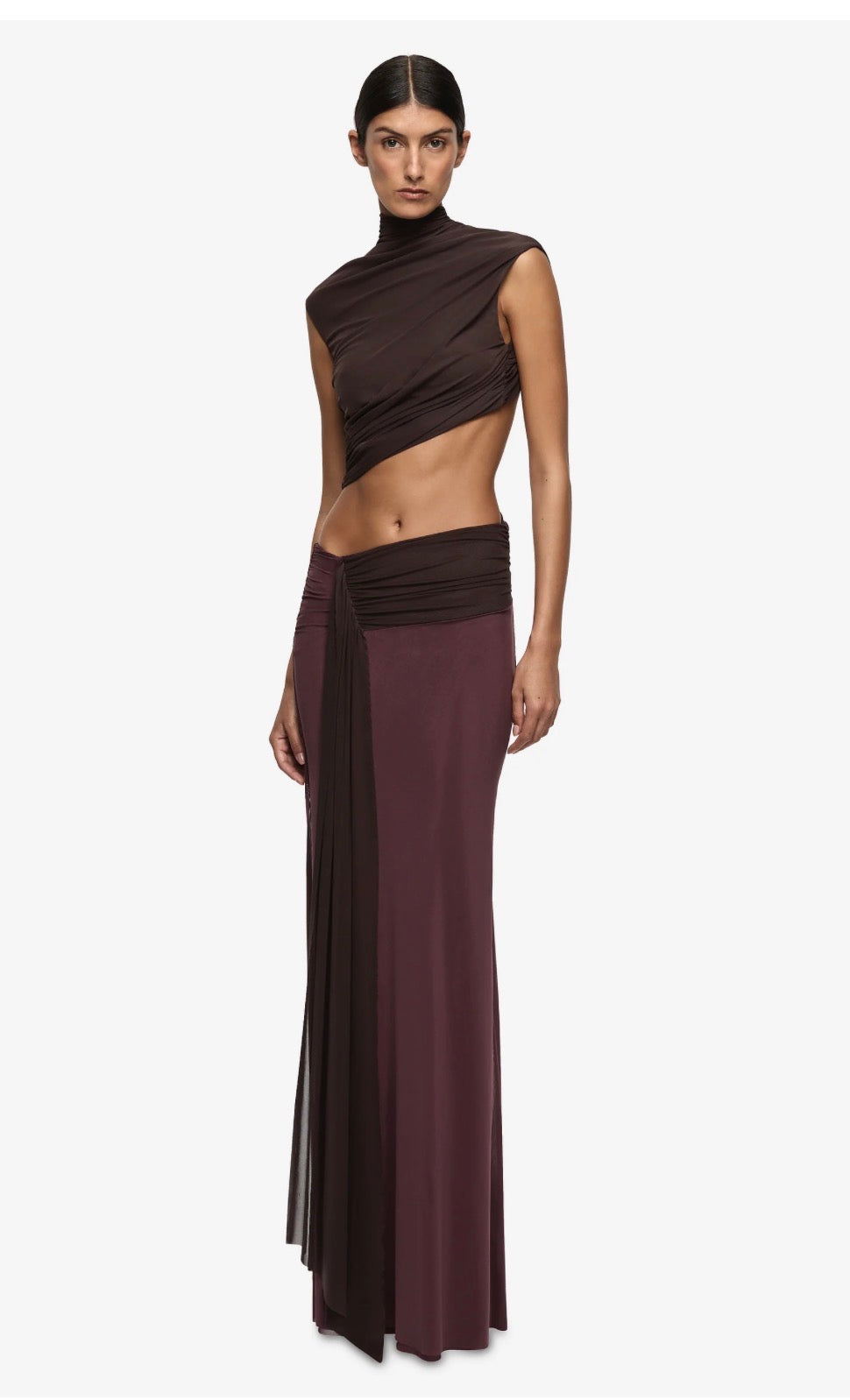 Bec + Bridge– Conni Twist Maxi Dress- Aubergine/Dark Choc- Size 8