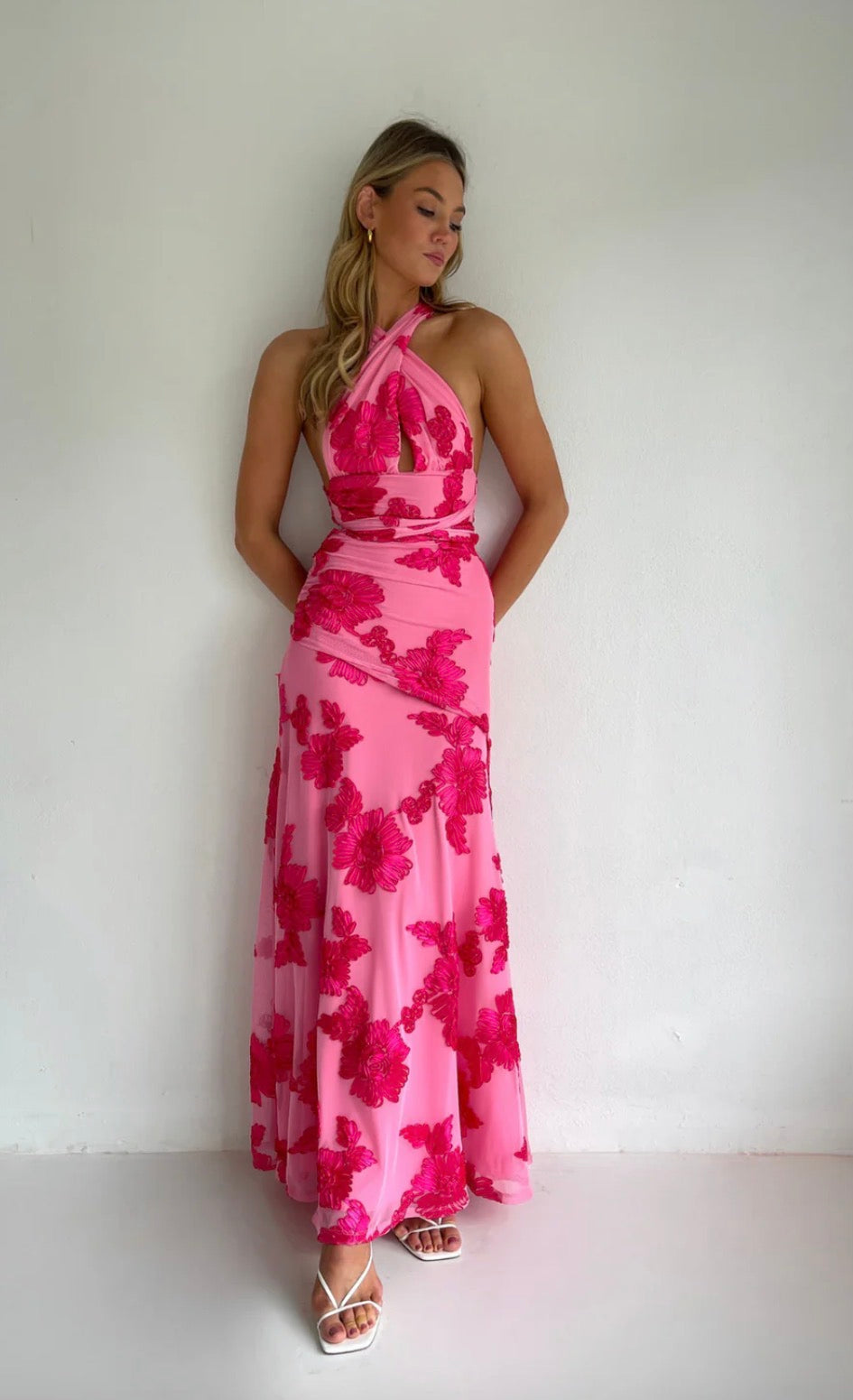 NEW ROMANTICS – BECCA MAXI DRESS – ROSA FLEUR- SIZE 10