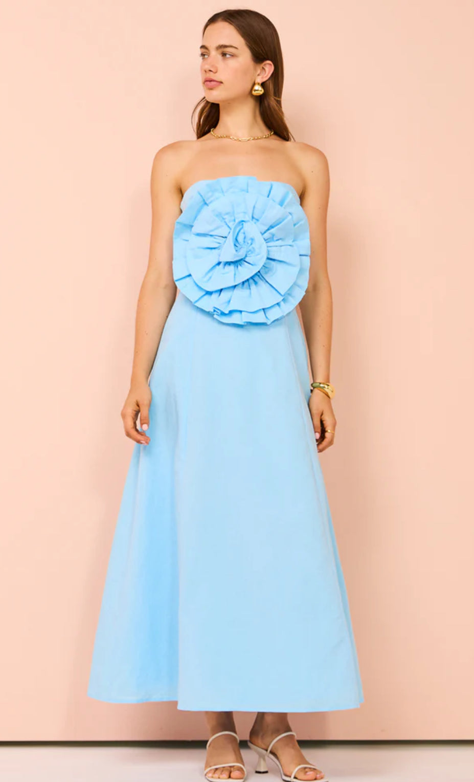 Issy- Bustier Rose Midi Dress- Blue- Size 14