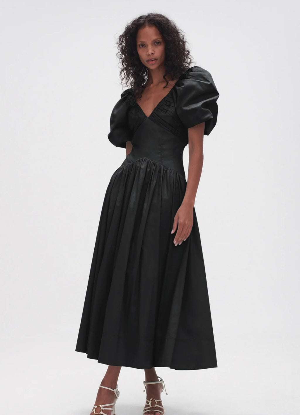 AJE- Gabrielle Plunge Midi Dress- Black- Size 6 & 16