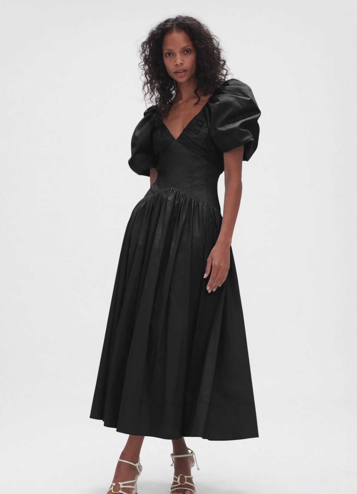 AJE- Gabrielle Plunge Midi Dress- Black- Size 6 & 16