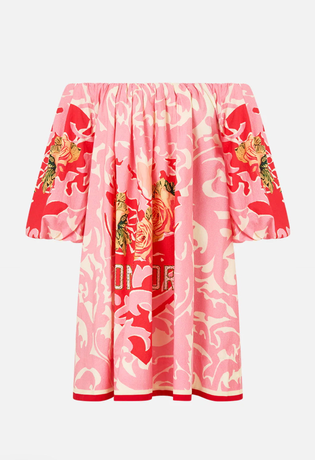 Camilla - Pink Porto Off Shoulder Puff Dress- Size XXS