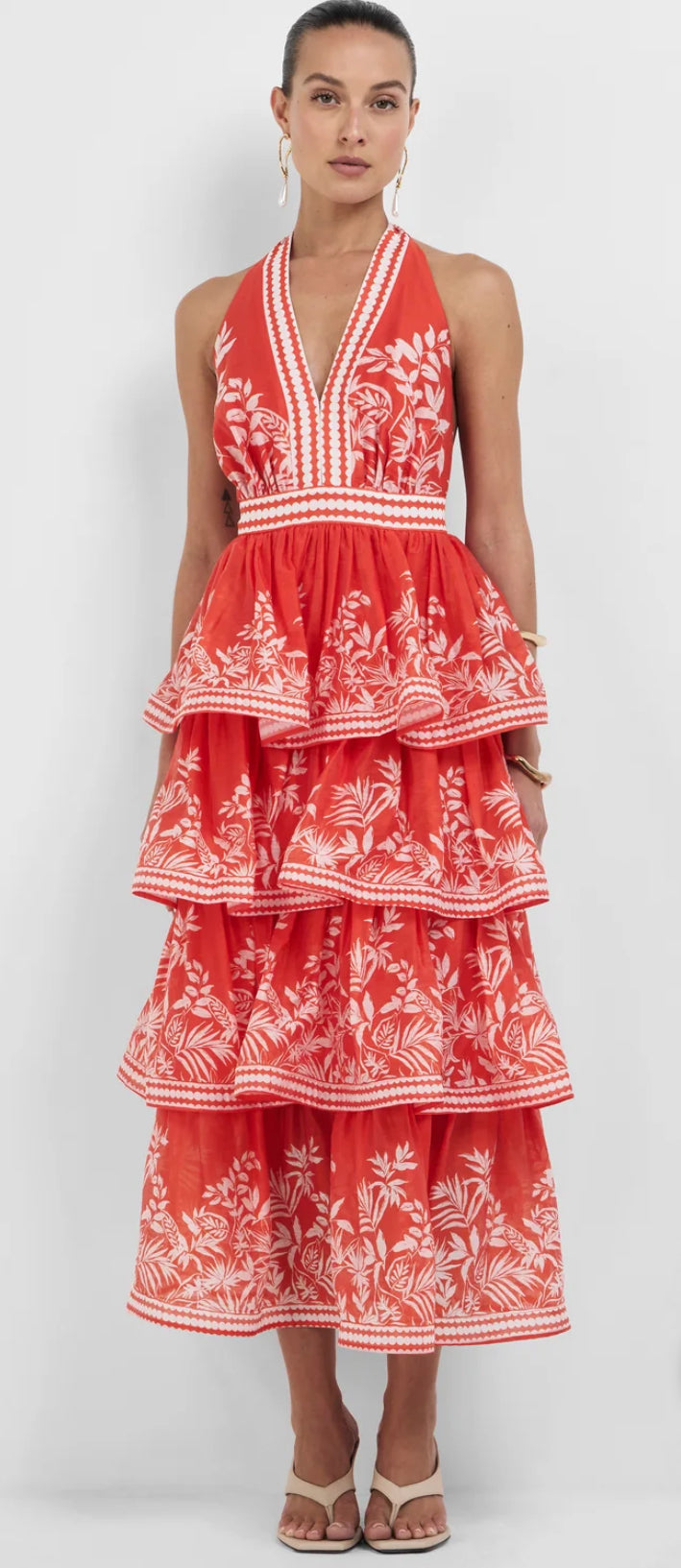 Sheike- Ravello Palm Dress- Red- Size 16