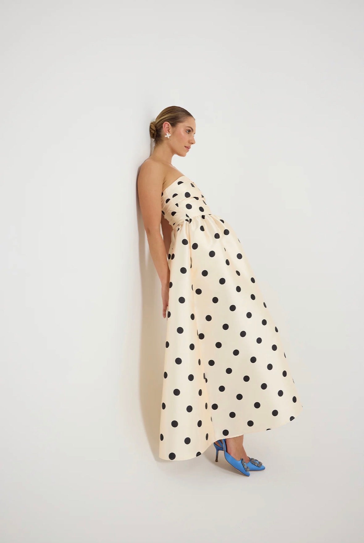 Pasduchas– Dottie Strapless Midi- Cream/Black- Size 8