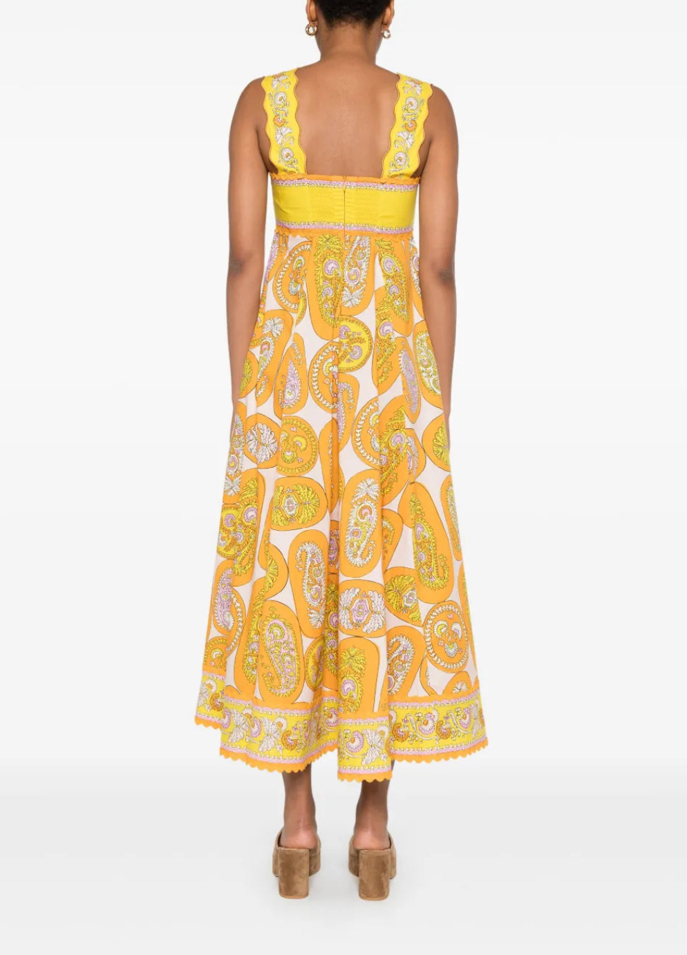 ALEMAIS- Diana Midi Dress-Yellow Multi- Size 14