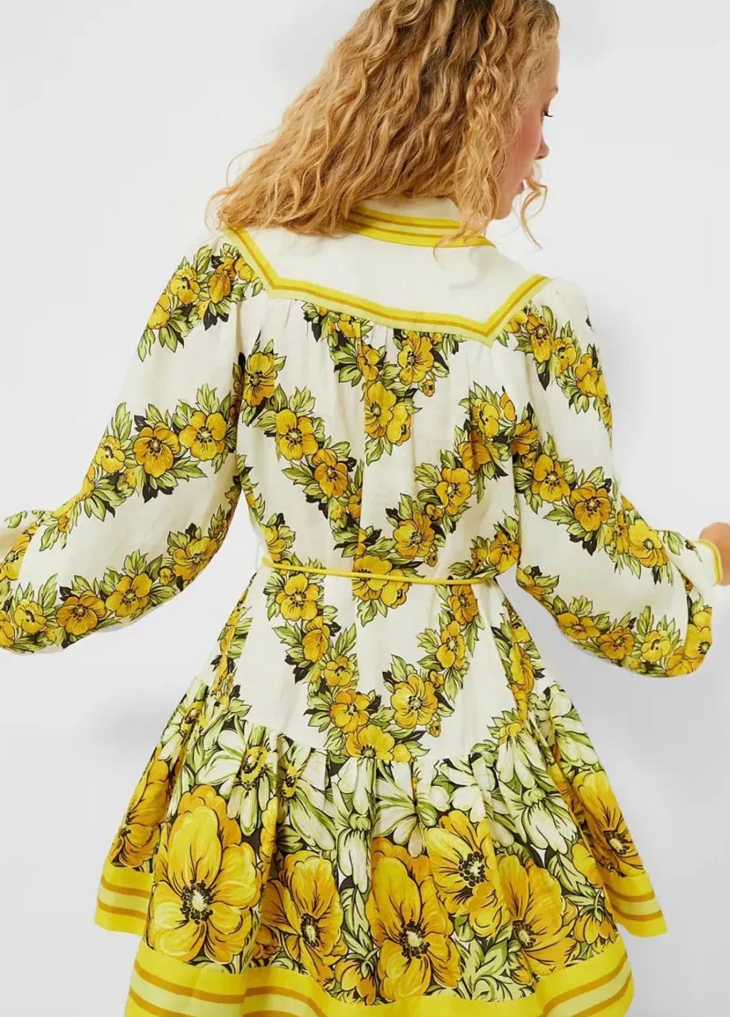 ALÉMAIS – Gisela Mini Floral Linen Shirt Dress – Size 12
