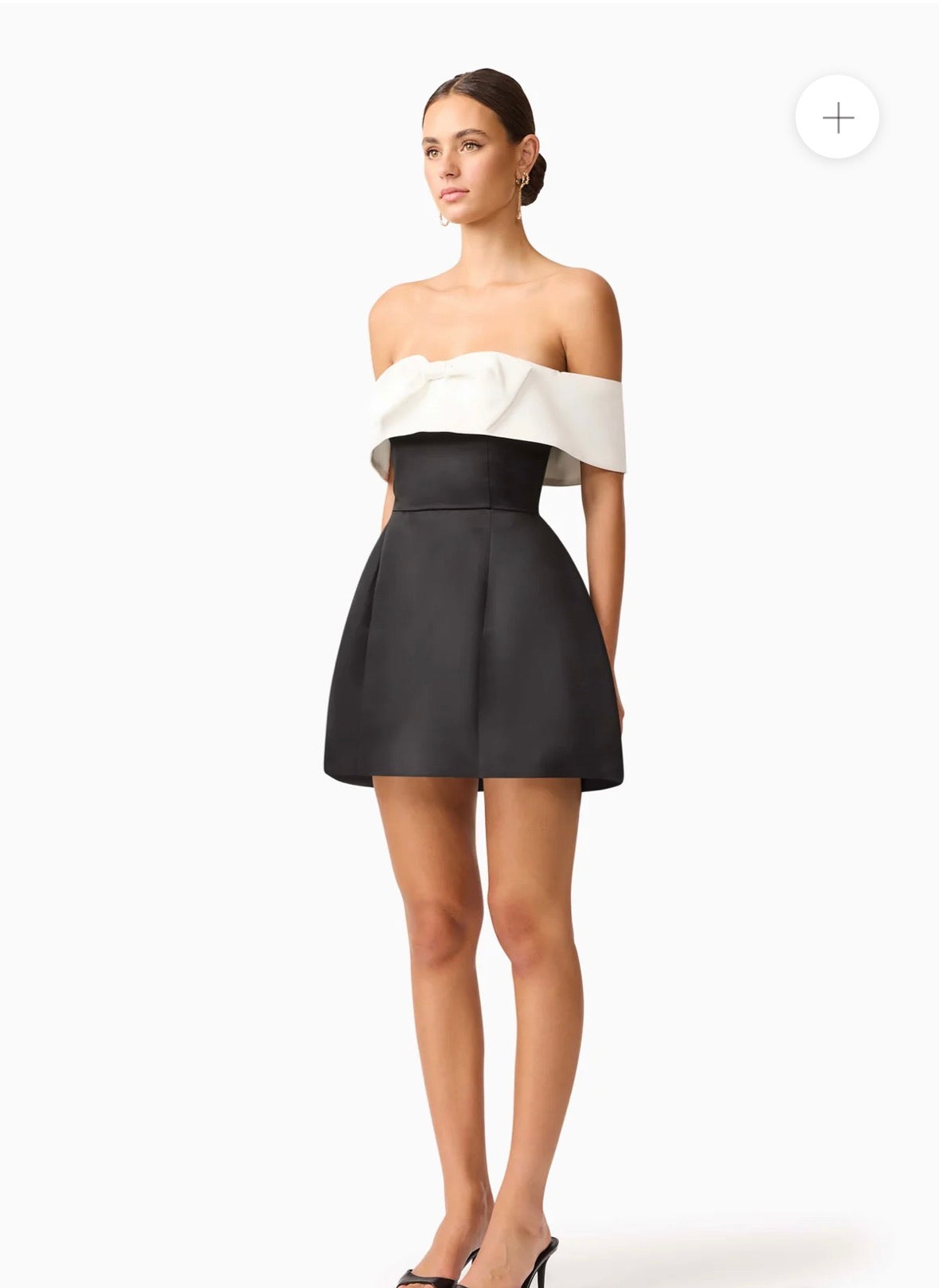 Elliatt-Sorrel Off the Shoulder Mini Dress- Black & White- Size M