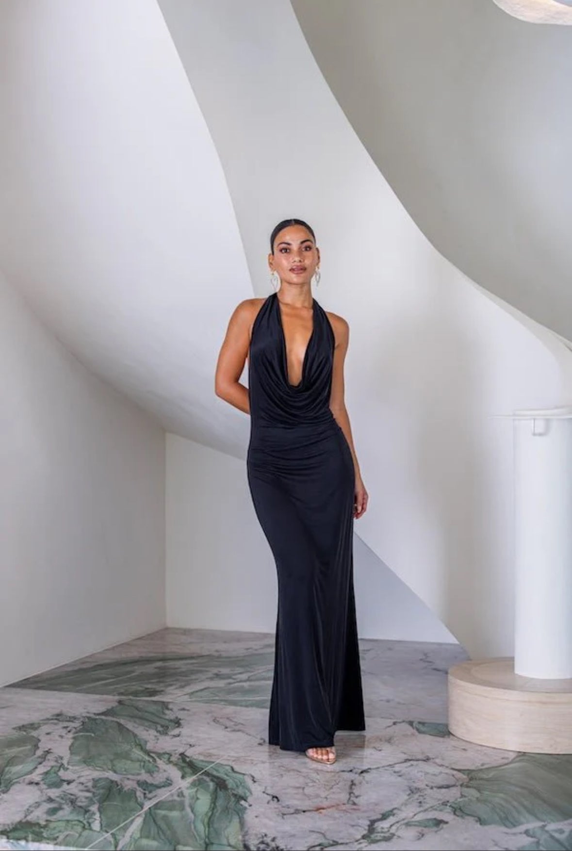 Sneaky Link- Saint Plunge Maxi Dress- Black- Size 8