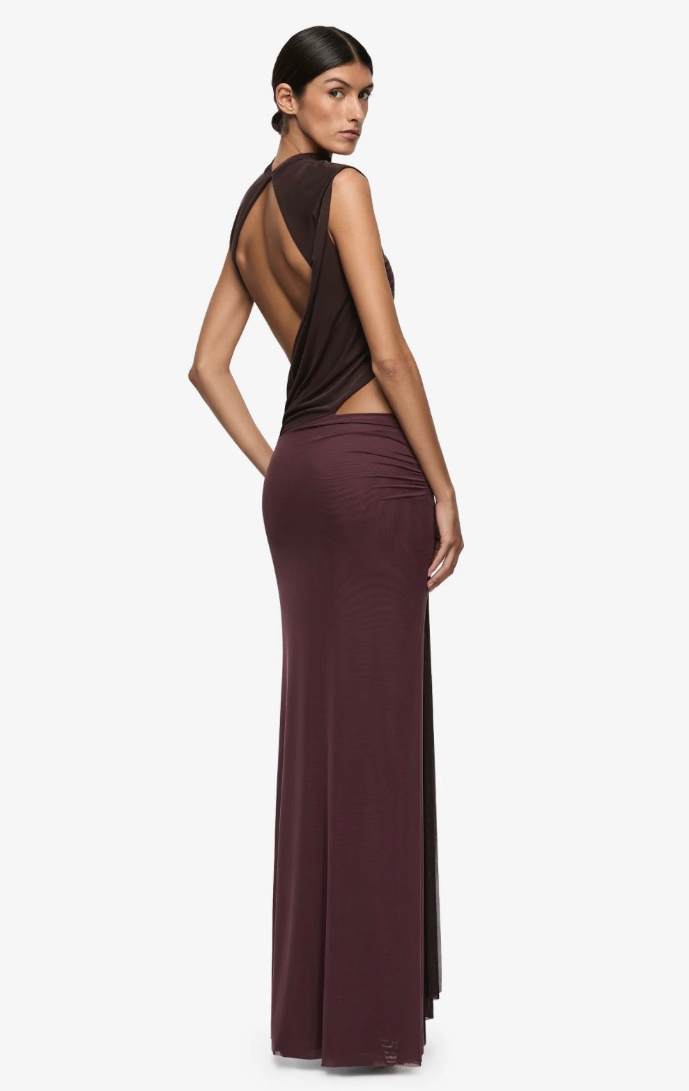 Bec + Bridge– Conni Twist Maxi Dress- Aubergine/Dark Choc- Size 8