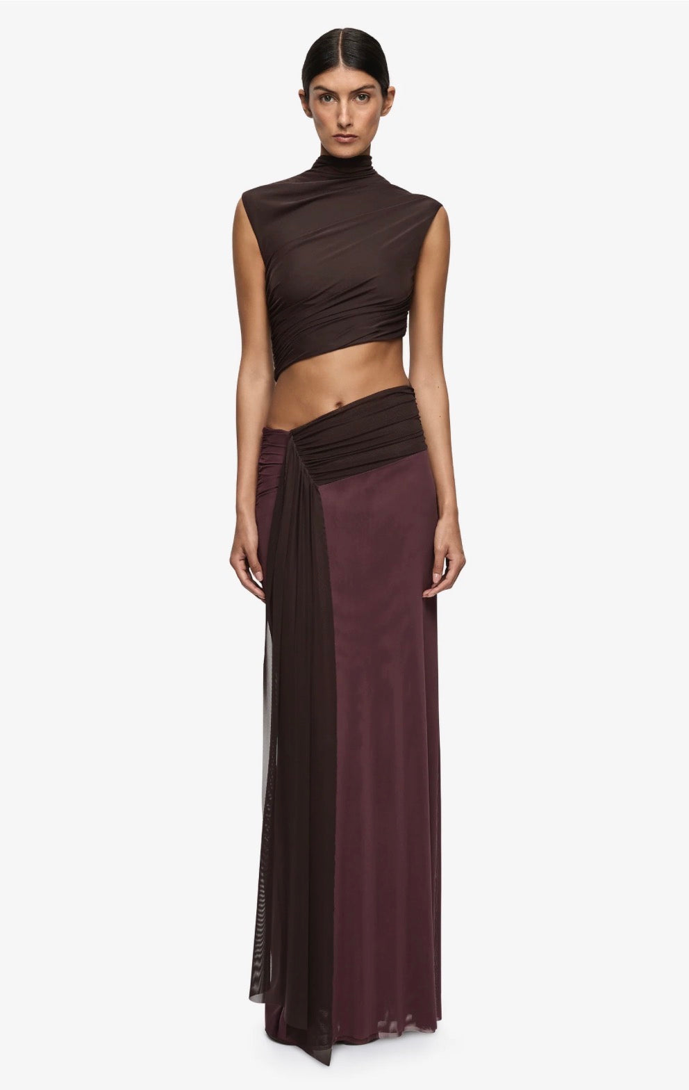 Bec + Bridge– Conni Twist Maxi Dress- Aubergine/Dark Choc- Size 8