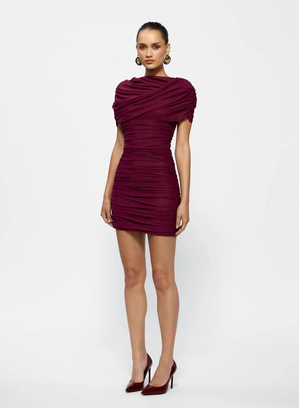 Effie Kats- Phoenix Mini Dress- Burgundy- Size Medium