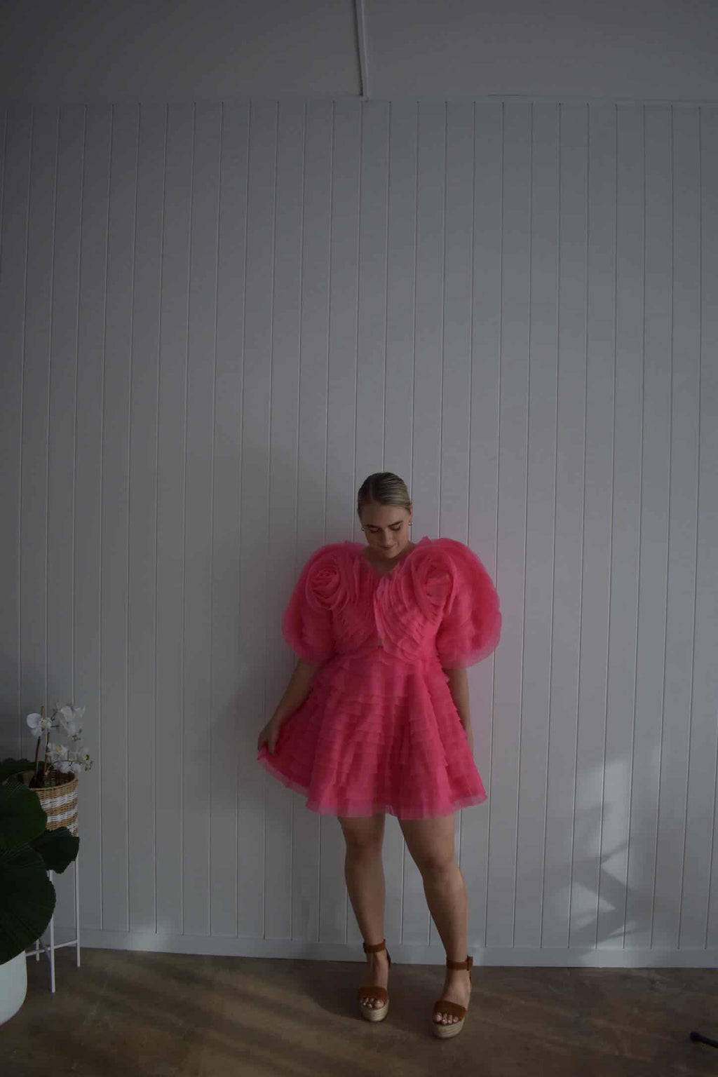 AJE– Puff Sleeve Mini Dress- Pink- Size 12