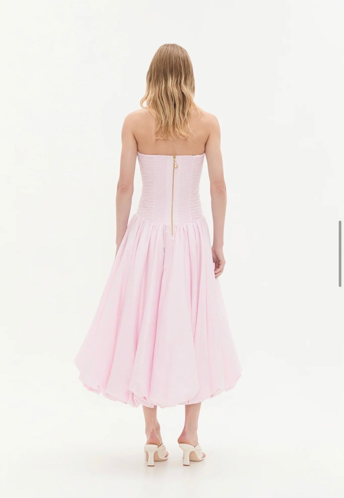 AJE– Violette Bubble Midi Dress- Pastel Pink- Size 10