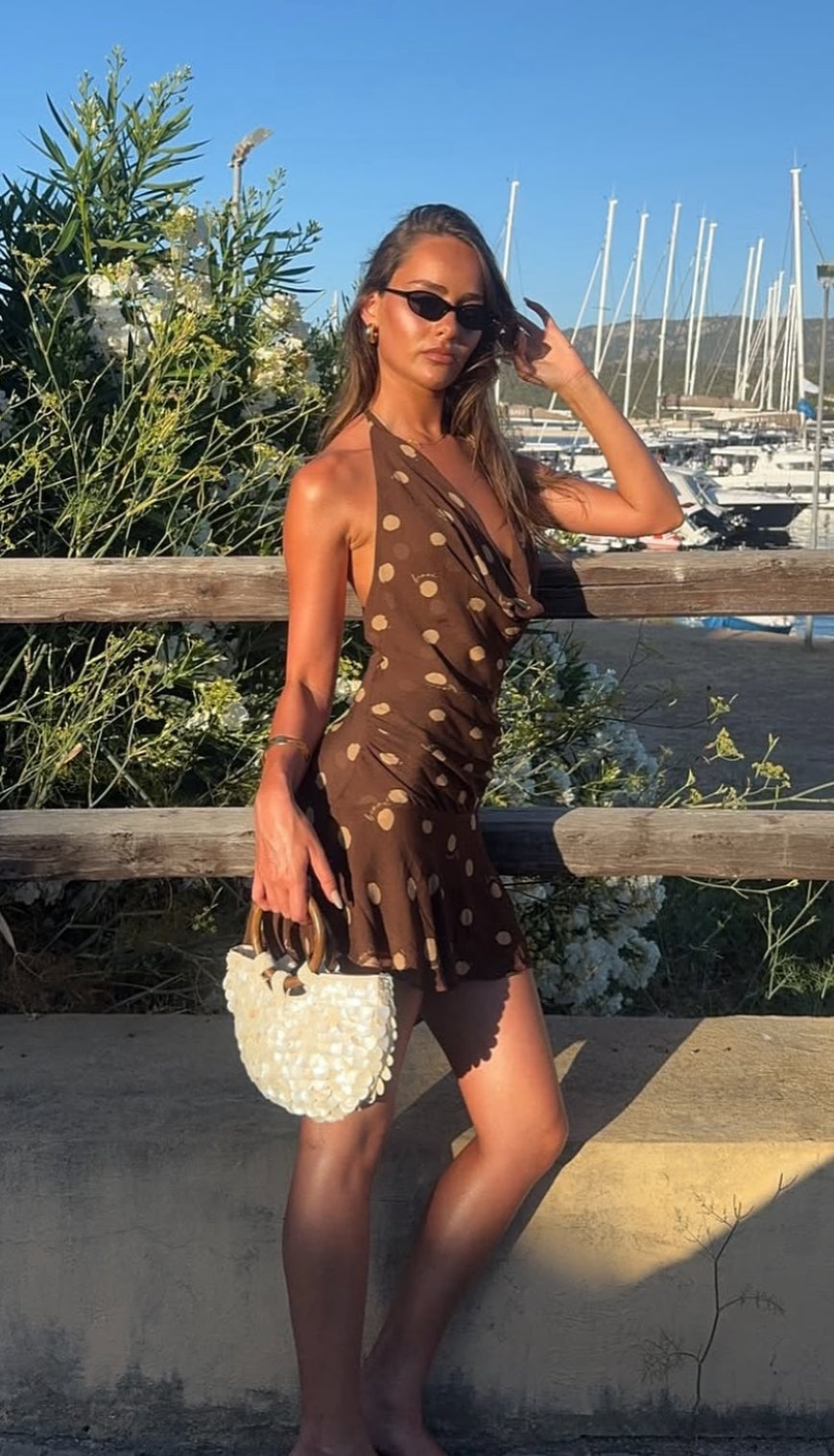 Benni – Harlow Dress – Espresso Polka Dot