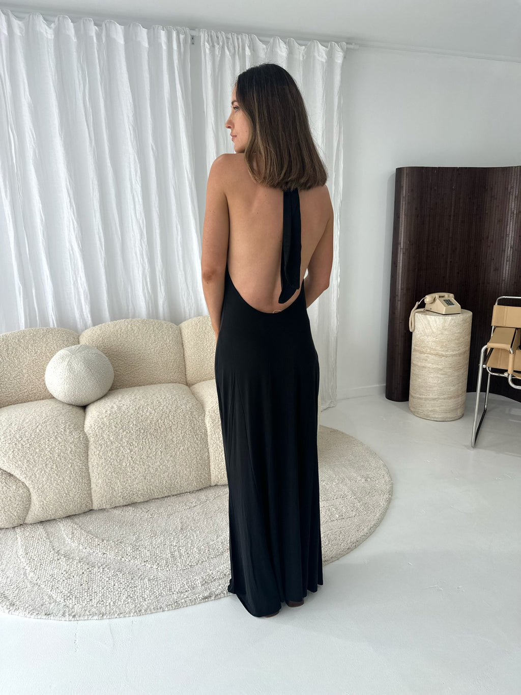 Sneaky Link- Saint Plunge Maxi Dress- Black- Size 8