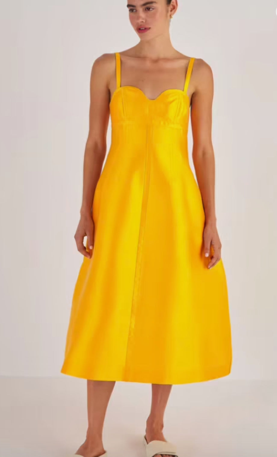 Oroton - Silk Blend Midi Dress- Marigold- Size 8