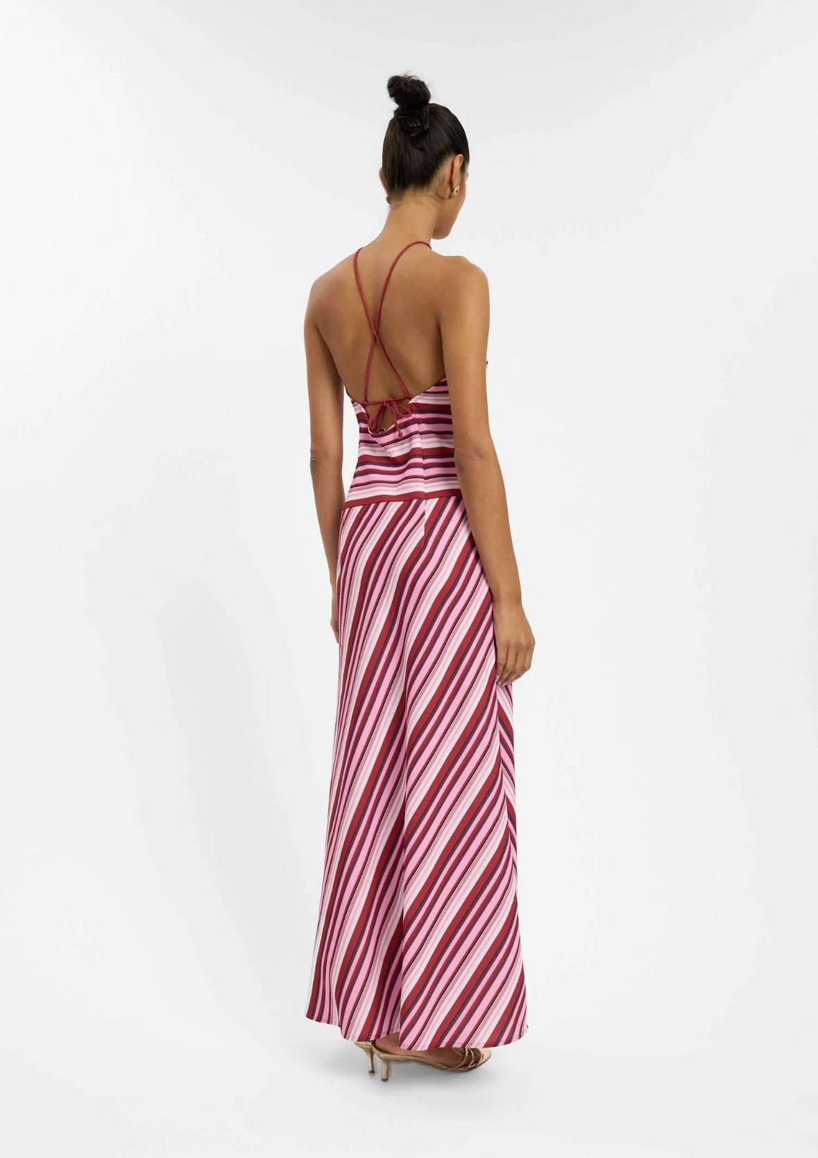 WITH HARPER LU - Halter Maxi Dress - Magenta Stripe- Size 10