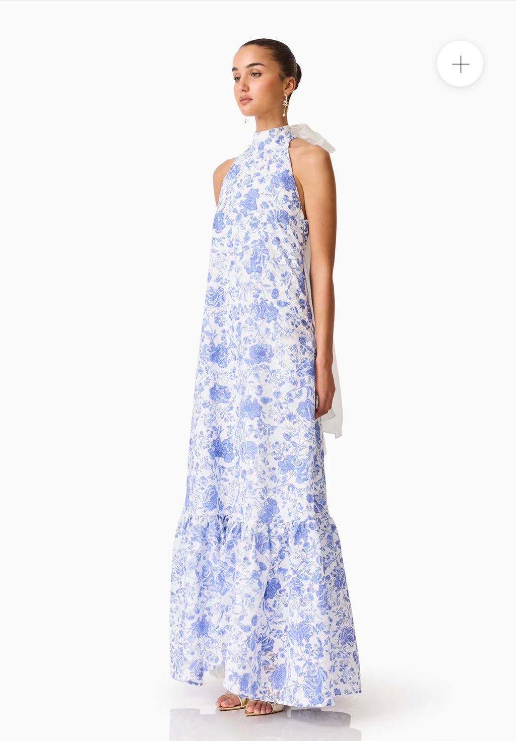 Elliatt – Elin Halter Gown in Blue Floral- Size S