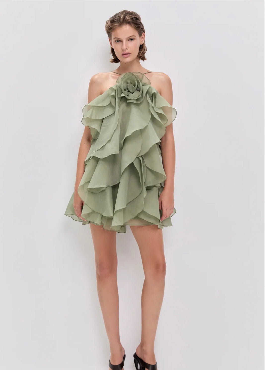 AJE- Pandorea Layered Mini Dress- Moss- Size 10