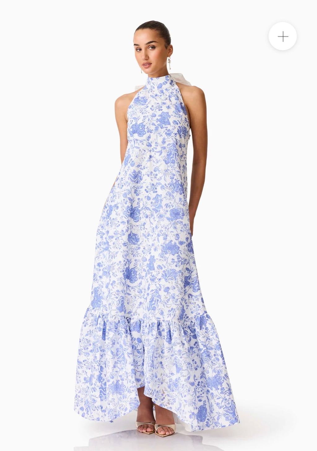 Elliatt – Elin Halter Gown in Blue Floral- Size S