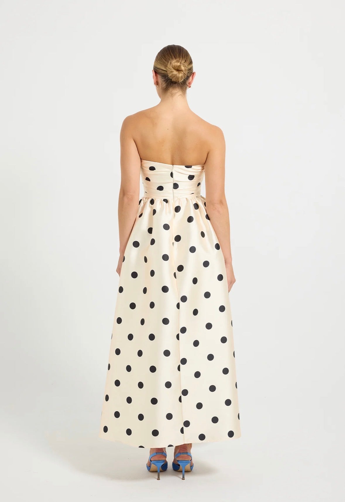 Pasduchas– Dottie Strapless Midi- Cream/Black- Size 8