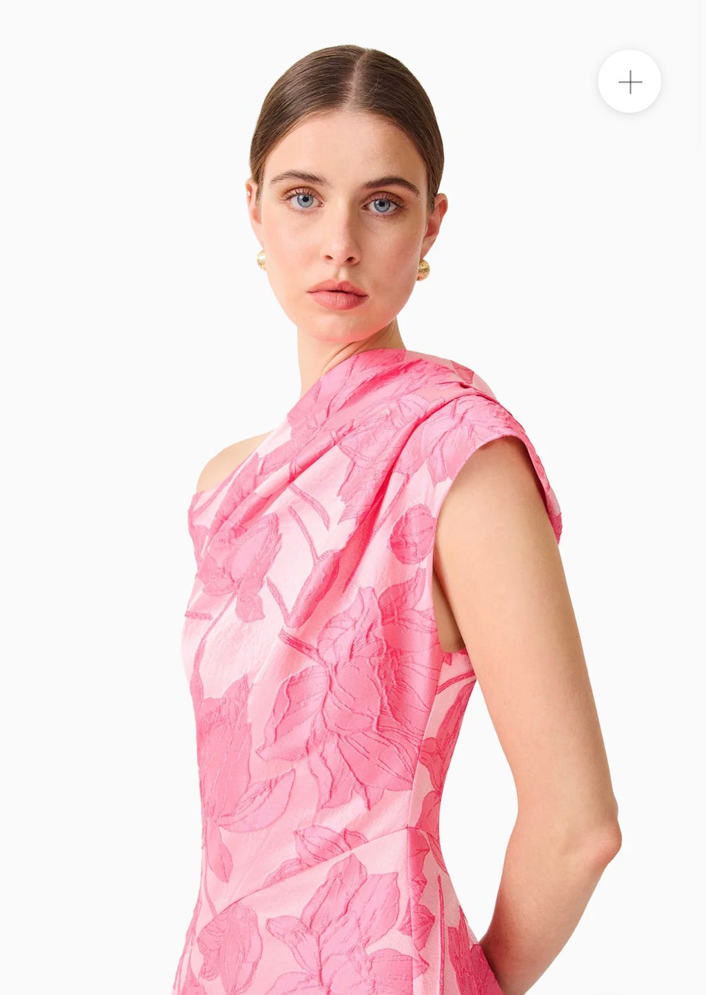 Elliatt – Dionne Asymmetrical Maxi Gown in Pink Floral- Size S