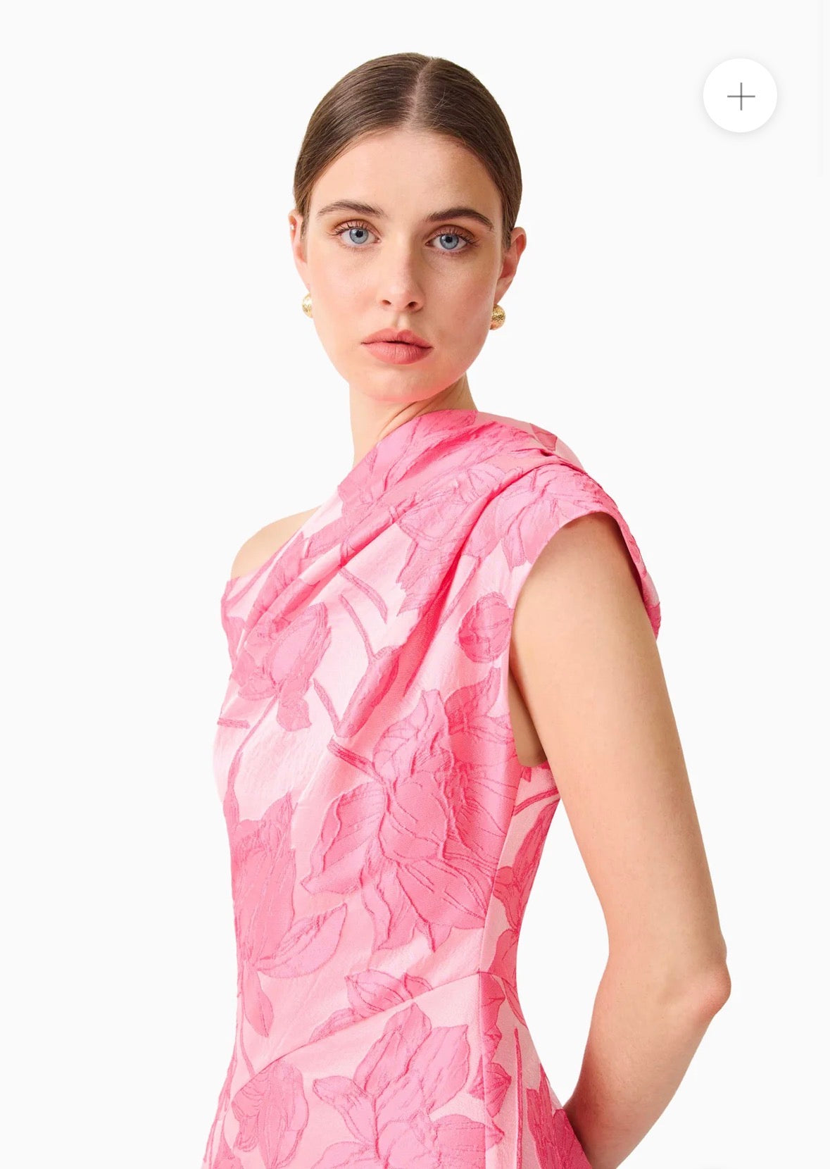 Elliatt – Dionne Asymmetrical Maxi Gown in Pink Floral- Size S