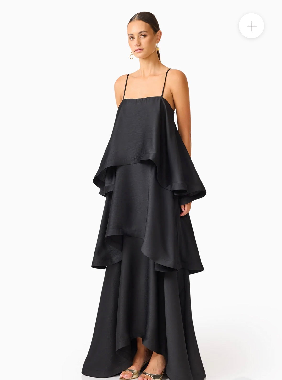 Elliatt– Tilly Tiered Maxi Dress in Black- Size XL