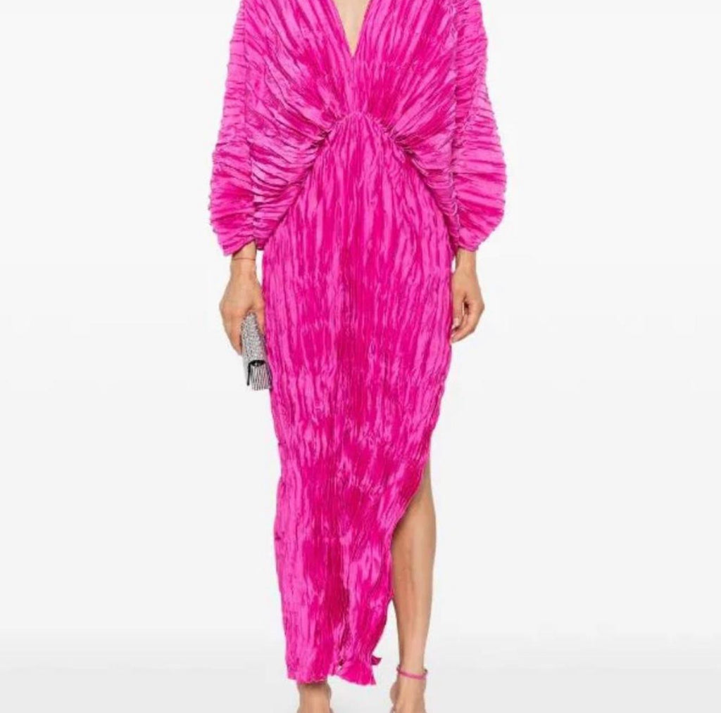 L’IDÉE- De Luxe Crinkled Gown- Fuchsia- Size 8