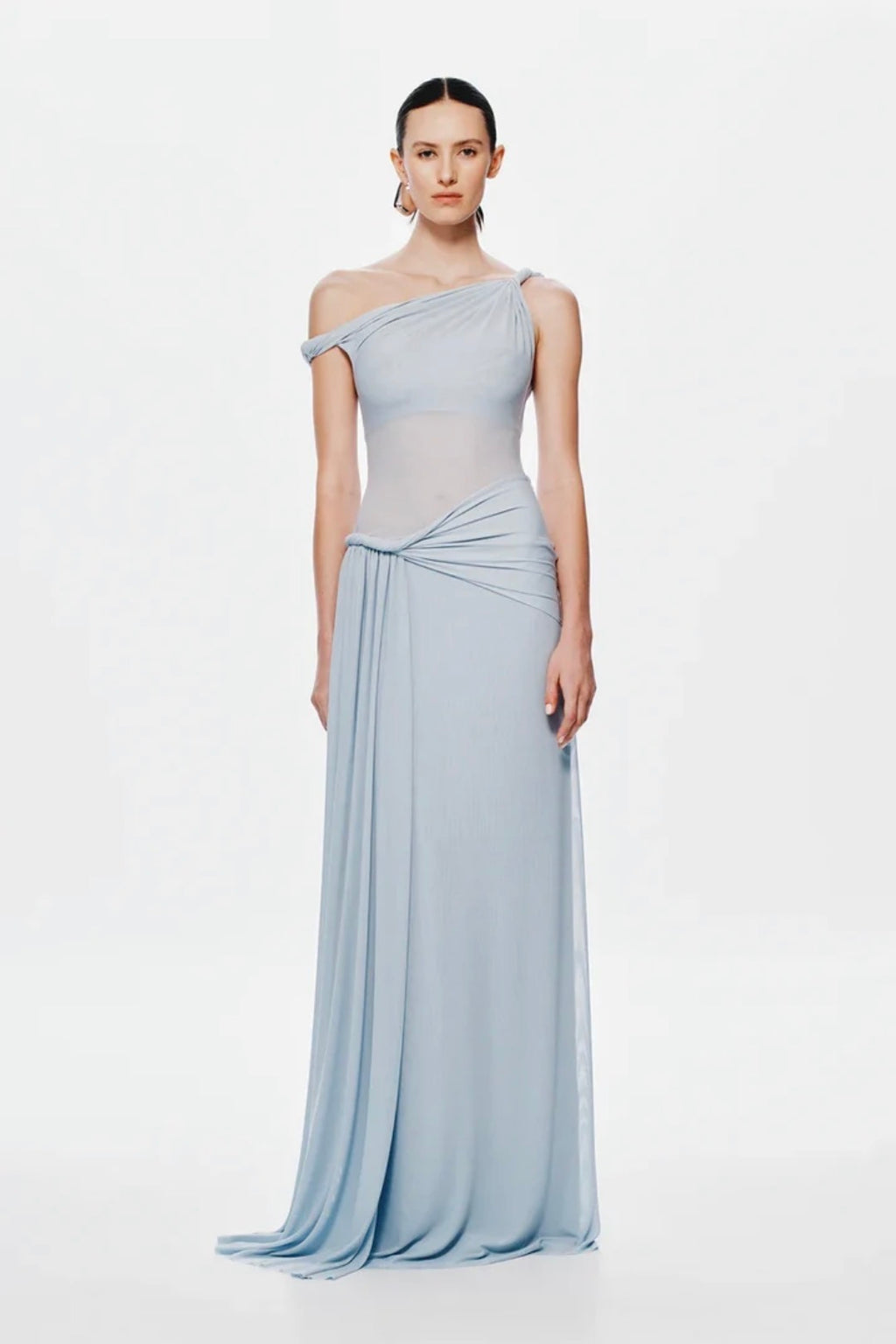 MISHA- The Sisal Mesh Maxi Dress- Dove Blue- Size 6