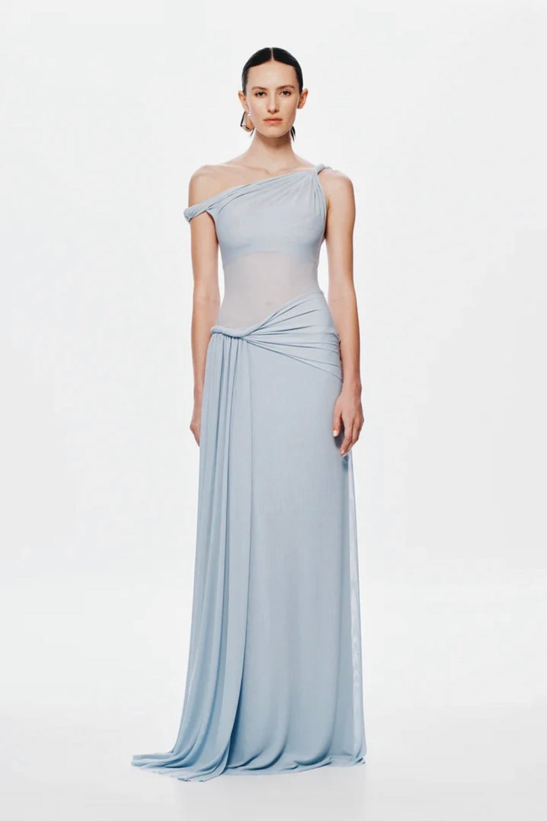 MISHA- The Sisal Mesh Maxi Dress- Dove Blue- Size 6