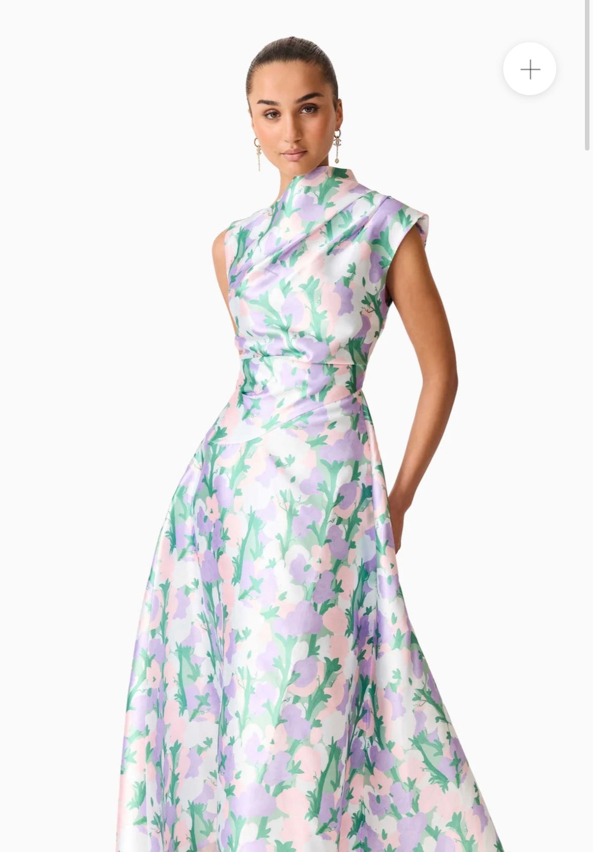ELLIATT- Lavina Asymmetrical Gown– Green & Purple Floral- Size XL