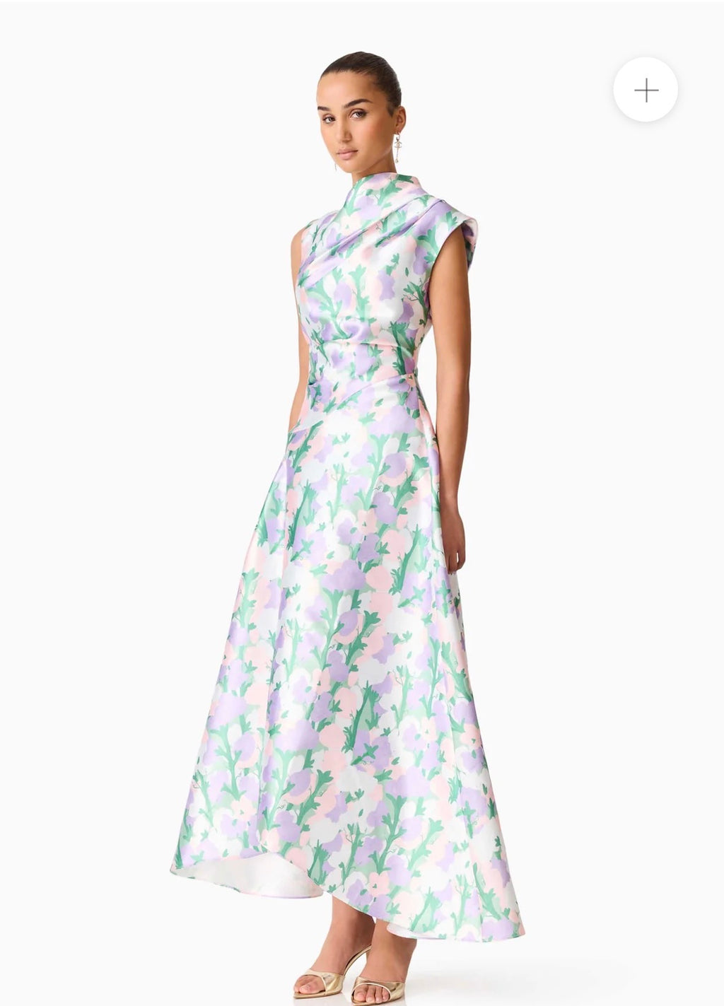 ELLIATT- Lavina Asymmetrical Gown– Green & Purple Floral- Size XL