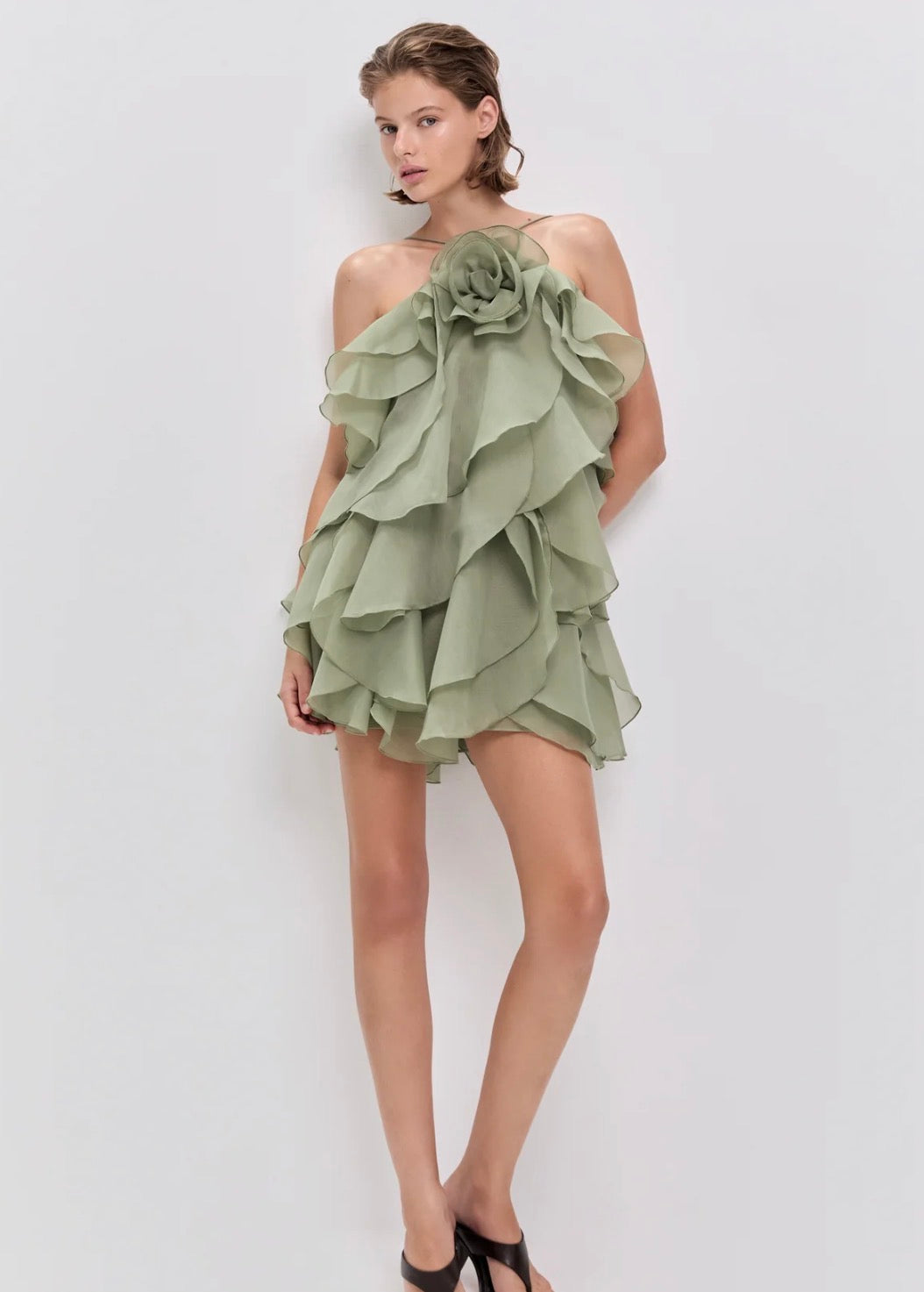 AJE- Pandorea Layered Mini Dress- Moss- Size 10