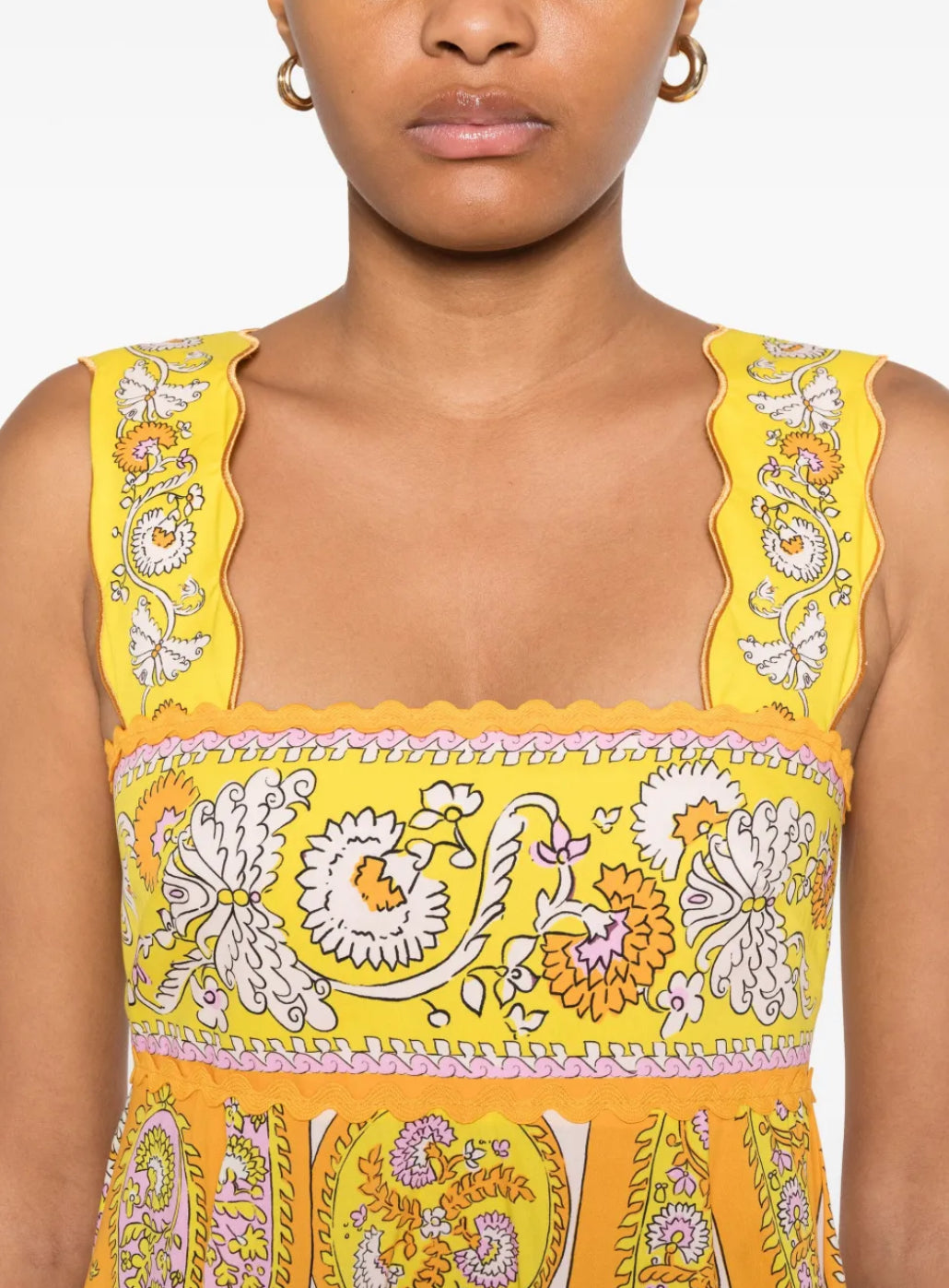 ALEMAIS- Diana Midi Dress-Yellow Multi- Size 14