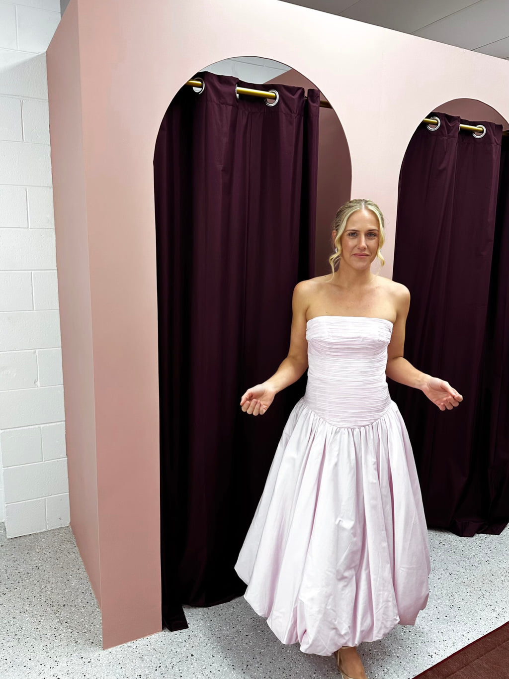 AJE– Violette Bubble Midi Dress- Pastel Pink- Size 10